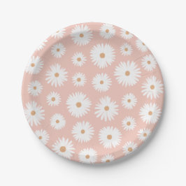 Pink Boho Daisy Birthday Party Pappteller