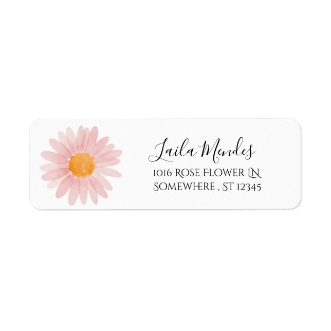 Pink Boho Daisy Birthday Party Return Address (Vorne)