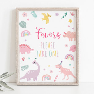 Pink Boho Dinosaurier Geburtstag Gefälligkeitsunte Poster