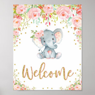 Pink Boho Elephant Baby Dusche Begrüßung Dekoratio Poster