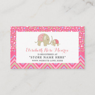 Pink Boho Elephant & Zickzack Baby Geschenkregiste Begleitkarte