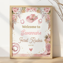Pink Boho Erste Rodeo 1. Geburtstag 16x20 Willkomm Poster