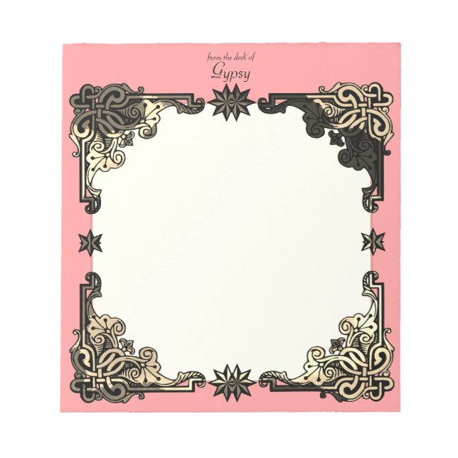 Pink Boho Floral Bohemisch Celtic Knoten Notizblock (Vorderseite)