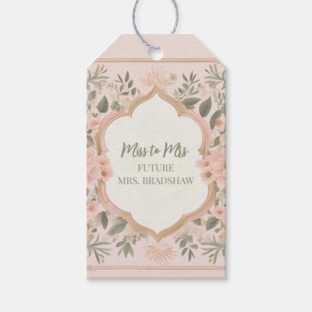 Pink Boho Floral Geschenkanhänger (Vorderseite)