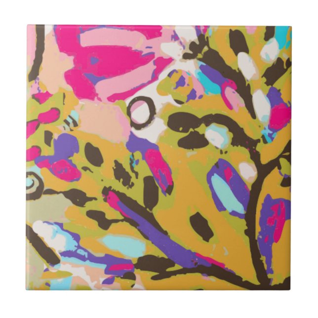 Pink Boho Floral I Fliese (Vorderseite)