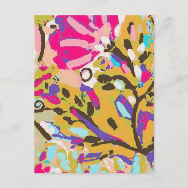 Pink Boho Floral I Postkarte (Vorderseite)
