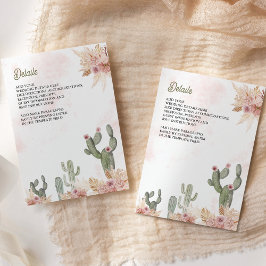 Pink Boho Floral Pampas Cactus Wedding Details Begleitkarte