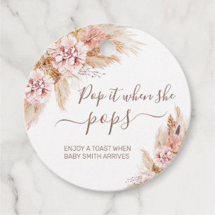 Pink Boho Floral Pampas Gras Pop es, wenn sie Pop Geschenkanhänger