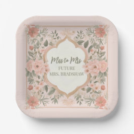 Pink Boho Floral Pappteller