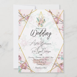 Pink Boho Hochzeit individuell anpassbar Einladung