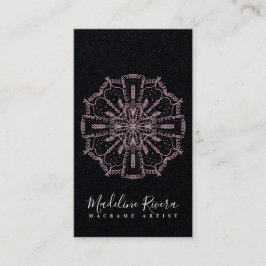 Pink Boho Mandala Yoga Macrame Business Card Visitenkarte