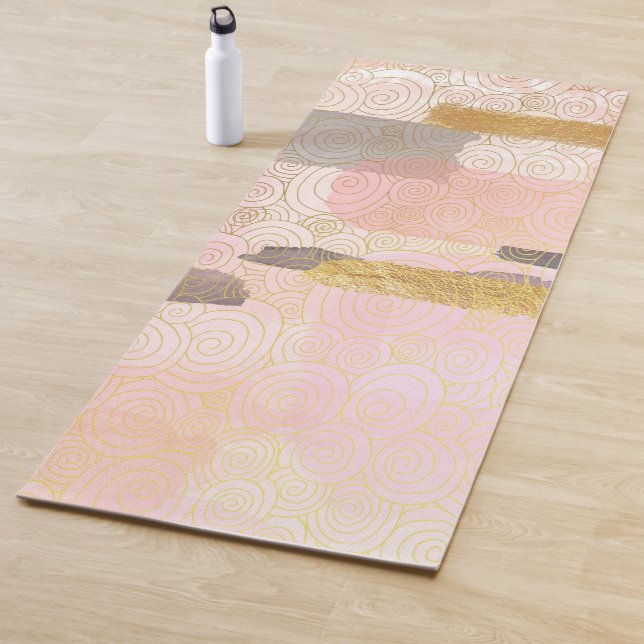 Pink Boho méditation tapis de yoga avec rayures do (En situation)