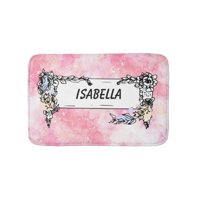 Pink Boho minimalist Ephemera ornament Badematte (Vorderseite)