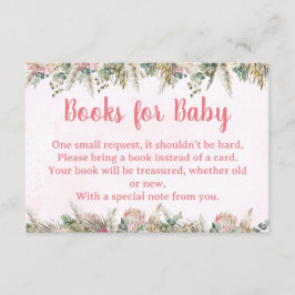 Pink Boho Pampas Grass Books for Baby Request Card Begleitkarte