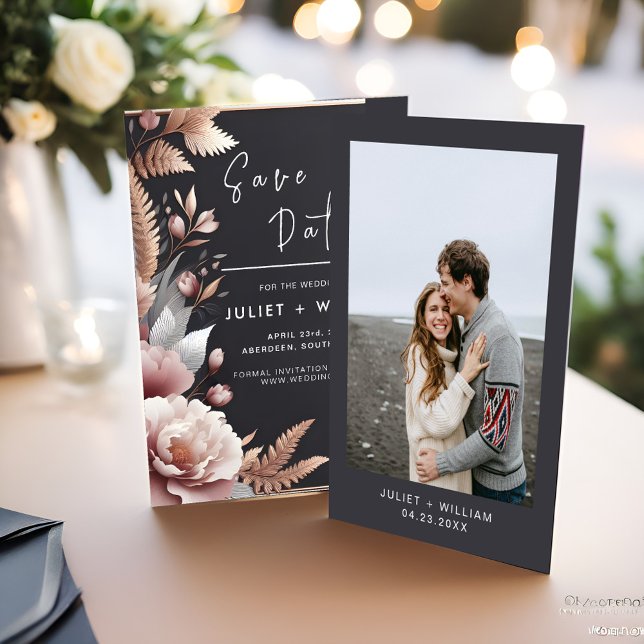 Pink Boho Peony Garden Dusty Rose Wedding Save The Date (Von Creator hochgeladen)