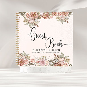 Pink Boho Personalisiert Floral Wedding Gästebuch Notizbuch