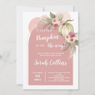 Pink Boho Pumpkin Baby Dusche Einladung