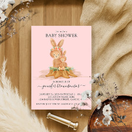 Pink Boho Rabbit Mommy Bunny Baby Einladung