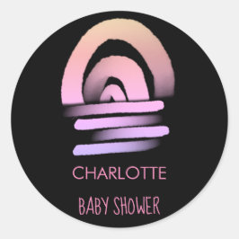 Pink Boho Rainbow Baby Girl Dusche Runder Aufkleber