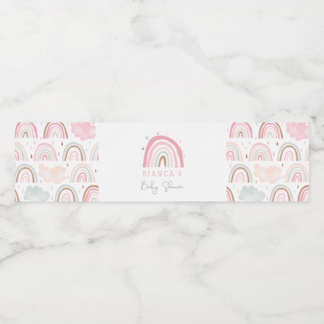 Pink Boho Rainbow Girl Baby Dusche (Einzelnes Label)