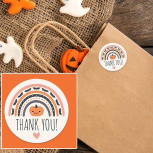 Pink Boho Rainbow Halloween Kinderdusche Danke Runder Aufkleber