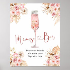 Pink Boho Rose Soiree Brautparty Mimosa Bar Poster