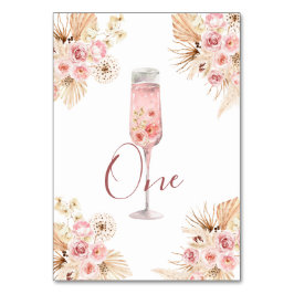 Pink Boho Rose Soiree Brautparty Tischnummer