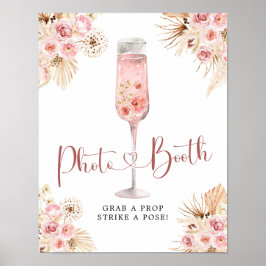 Pink Boho Rose Soiree Fotobooth Sign Poster