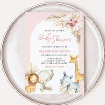 Pink Boho Safari Animals Baby Dusche