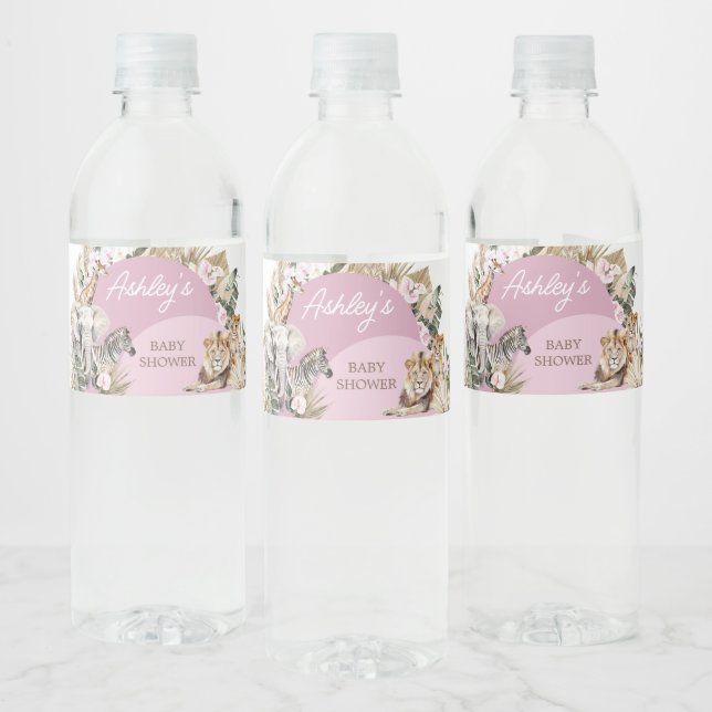 Pink Boho Safari Baby Dusche (Flaschen)