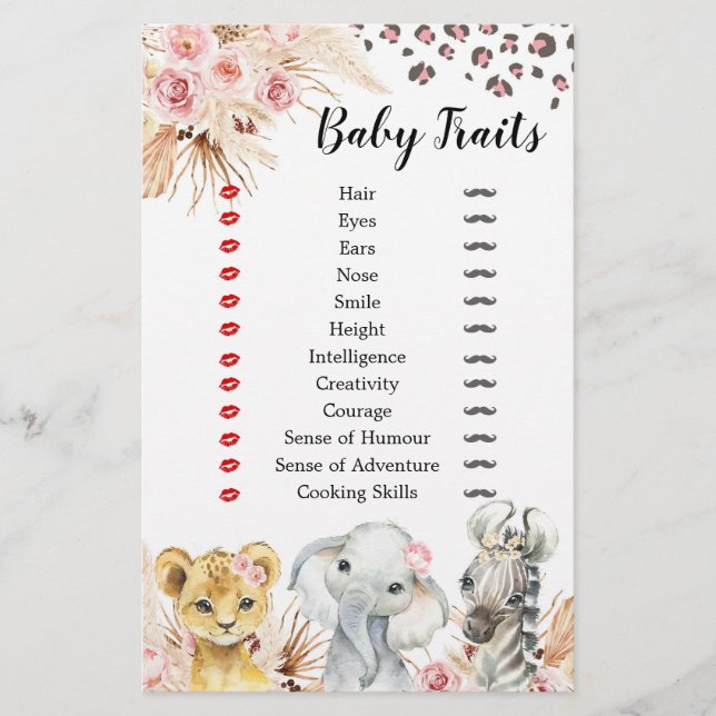 Pink Boho Safari Party Animals Girl Baby Tracks (Vorderseite)