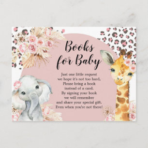 Pink Boho Safari-Party-Tiere Mädchen Bücher für Ba Einladungspostkarte