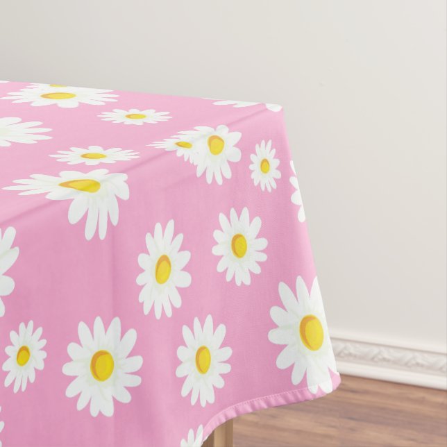 Pink Boho Spring Daisies Pattern Tischdecke (Beispiel)