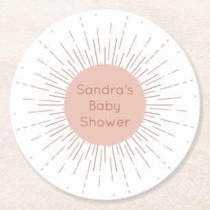 Pink Boho Sun Runder Pappuntersetzer