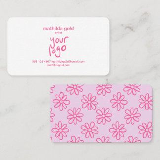 Pink Boho Trendy Vintag Niedlich Girly Minimalisti Visitenkarte