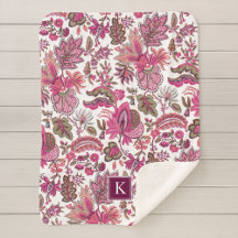 Pink Boho Vintag Floral Monogramm