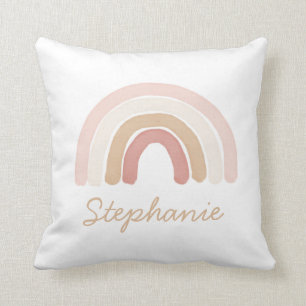 Pink Boho Wasserfarbe Regenbogenname Kissen