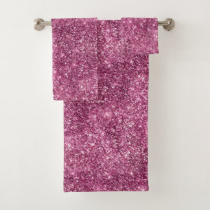 Pink Bokeh Glitzer Badhandtuch Set