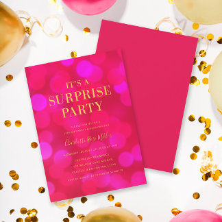 Pink Bokeh Gold Es ist ein überraschendes Party Ge Einladung