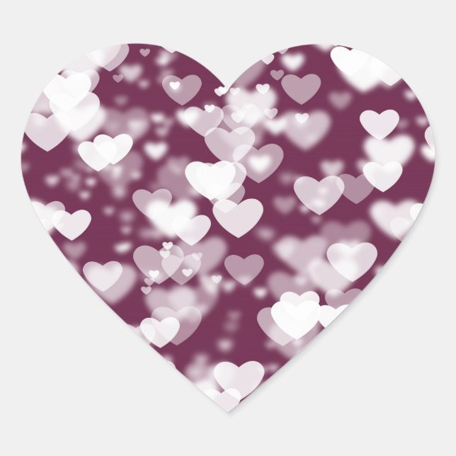 Pink Bokeh Hearts Herz-Aufkleber (Vorderseite)