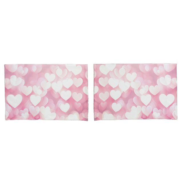 Pink Bokeh Hearts Kissenbezug (Vorderseite-Set)