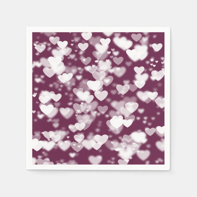 Pink Bokeh Hearts Serviette (Vorderseite)