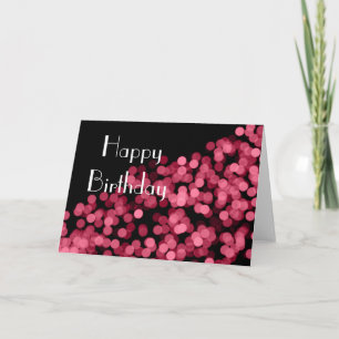 Pink Bokeh Lights Happy Birthday Card Karte