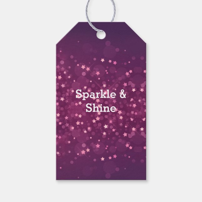 Pink Bokeh Stars Geschenkanhänger (Vorderseite)