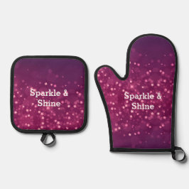 Pink Bokeh Stars Ofenhandschuh & Topflappen-Set