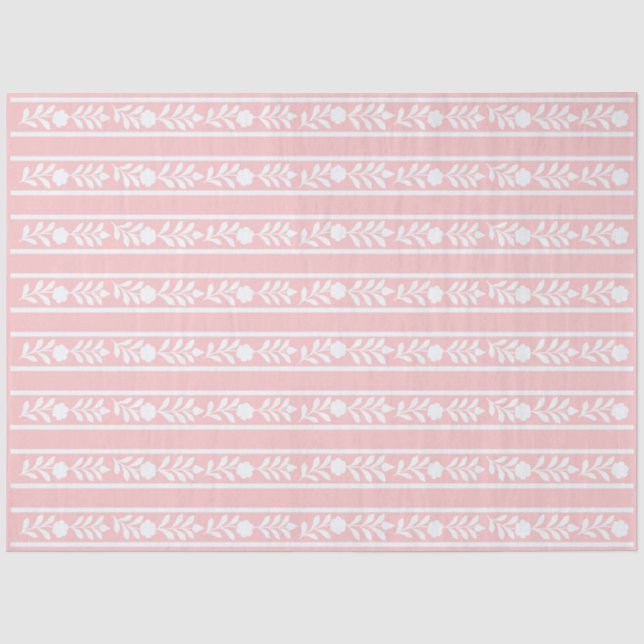 Pink Bone Inlay Floral Border Decoupage Paper Seidenpapier (Vorderseite)