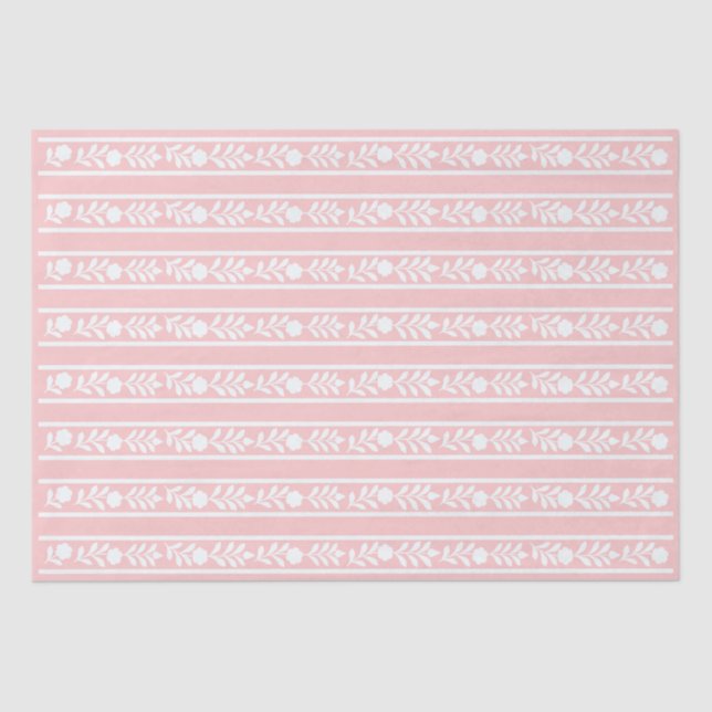 Pink Bone Inlay Floral Border Decoupage Paper Seidenpapier (Vorderseite)