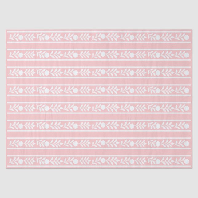Pink Bone Inlay Floral Border Decoupage Paper Seidenpapier (Vorderseite)