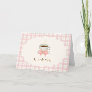 Pink Bonjour Cafe Bébé Coffee Gingham Babyparty Dankeskarte