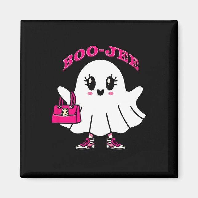 Pink Boo-jee Funny Ghost Halloween Magnet (Vorne)
